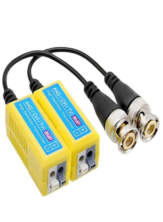 DY TOOLS Video Balun | 8MP (Pack of 1), 4K Passive HD BNC Video Balun Transceiver Transmitter Via Rj45 Cable AHD/TVI/CVI/CVBS for Full HD CCTV DVR Security Surveillance Camera System (Yellow, 1 Pair) - Image 1
