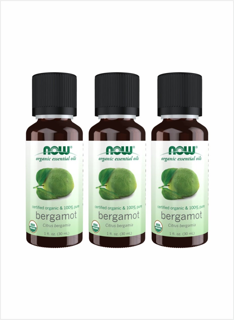 NOW Bergamot Essential Oil - Bright & Uplifting, 30ml (Pack of 3)