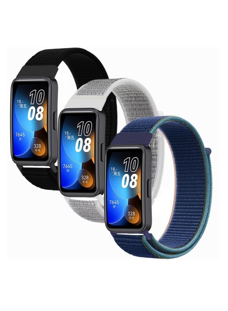 Bukela Nylon Replacement Band Compatble with Huawei Band 8/9/10 Smart Watch, Quick Release Wristband Strap (3 Packs)