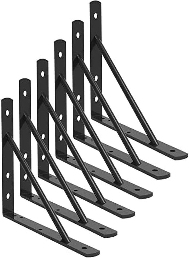Artisanal Adobe Metal Shelf Brackets, 8 Inch Heavy-Duty Wall Mounted Support for DIY Open Shelving - Screws and Wall Plug Included (Set of 6) - Image 1