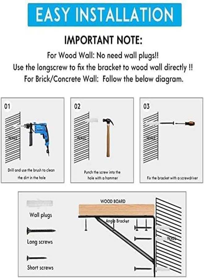 Artisanal Adobe Metal Shelf Brackets, 8 Inch Heavy-Duty Wall Mounted Support for DIY Open Shelving - Screws and Wall Plug Included (Set of 6) - Image 4