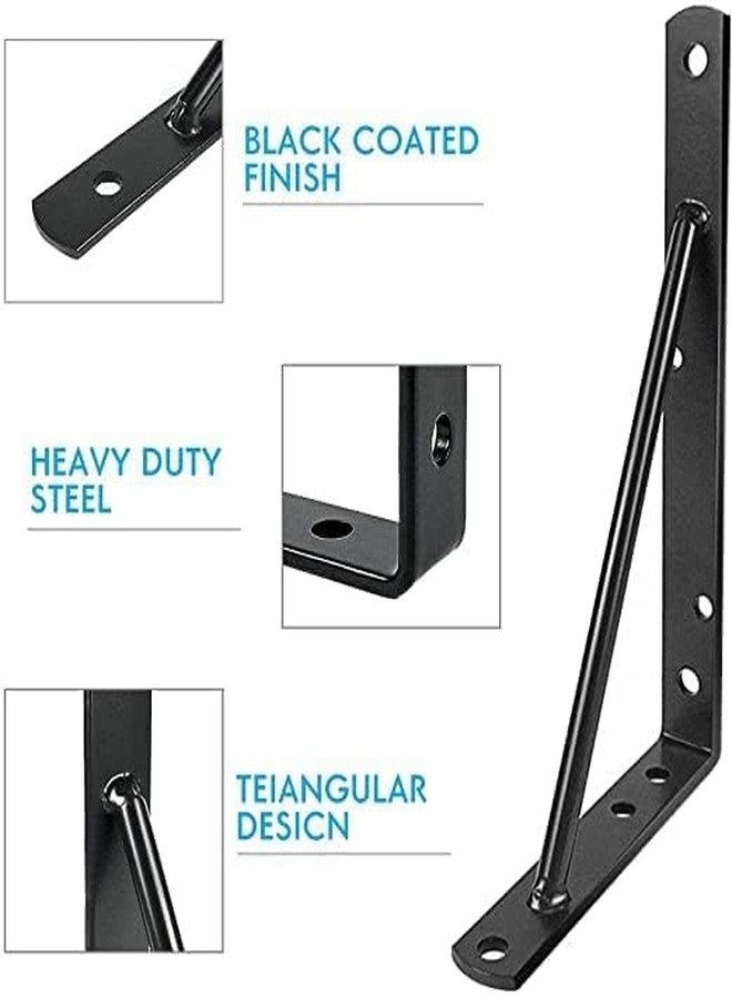 Artisanal Adobe Metal Shelf Brackets, 8 Inch Heavy-Duty Wall Mounted Support for DIY Open Shelving - Screws and Wall Plug Included (Set of 6) - Image 2
