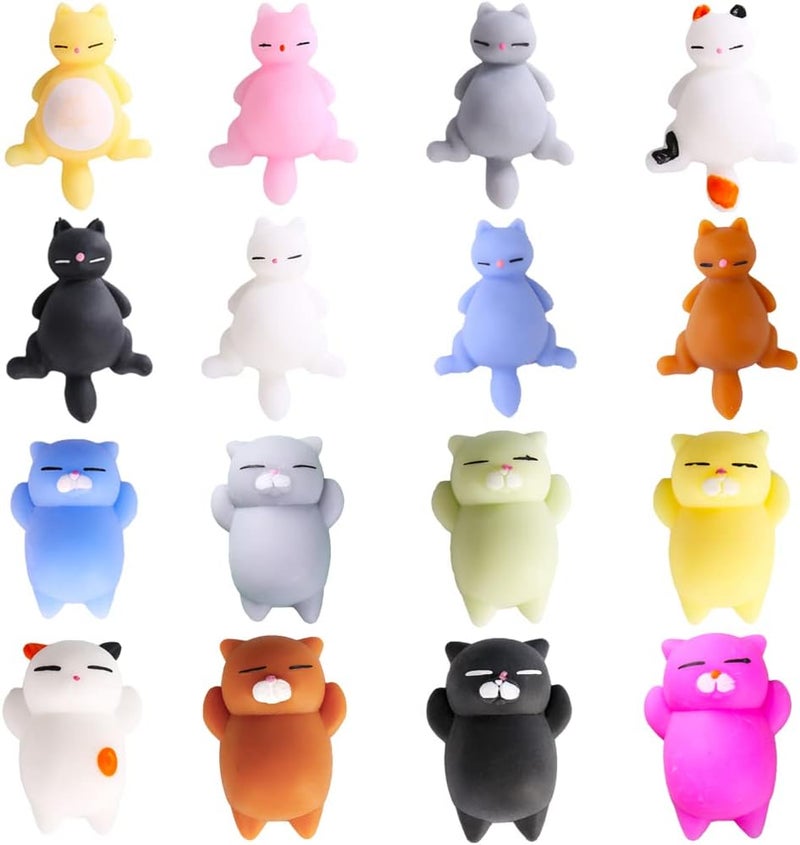 Manmel 16pcs Mochi Squishy Toys Set, Mini Kawaii Animals Squishies Pack Fidget Toys for Kids - Cat Party Favors, Fidget Toys Packs, Birthday Gifts for Boys & Girls - Image 1