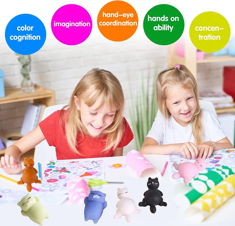 Manmel 16pcs Mochi Squishy Toys Set, Mini Kawaii Animals Squishies Pack Fidget Toys for Kids - Cat Party Favors, Fidget Toys Packs, Birthday Gifts for Boys & Girls - Image 4