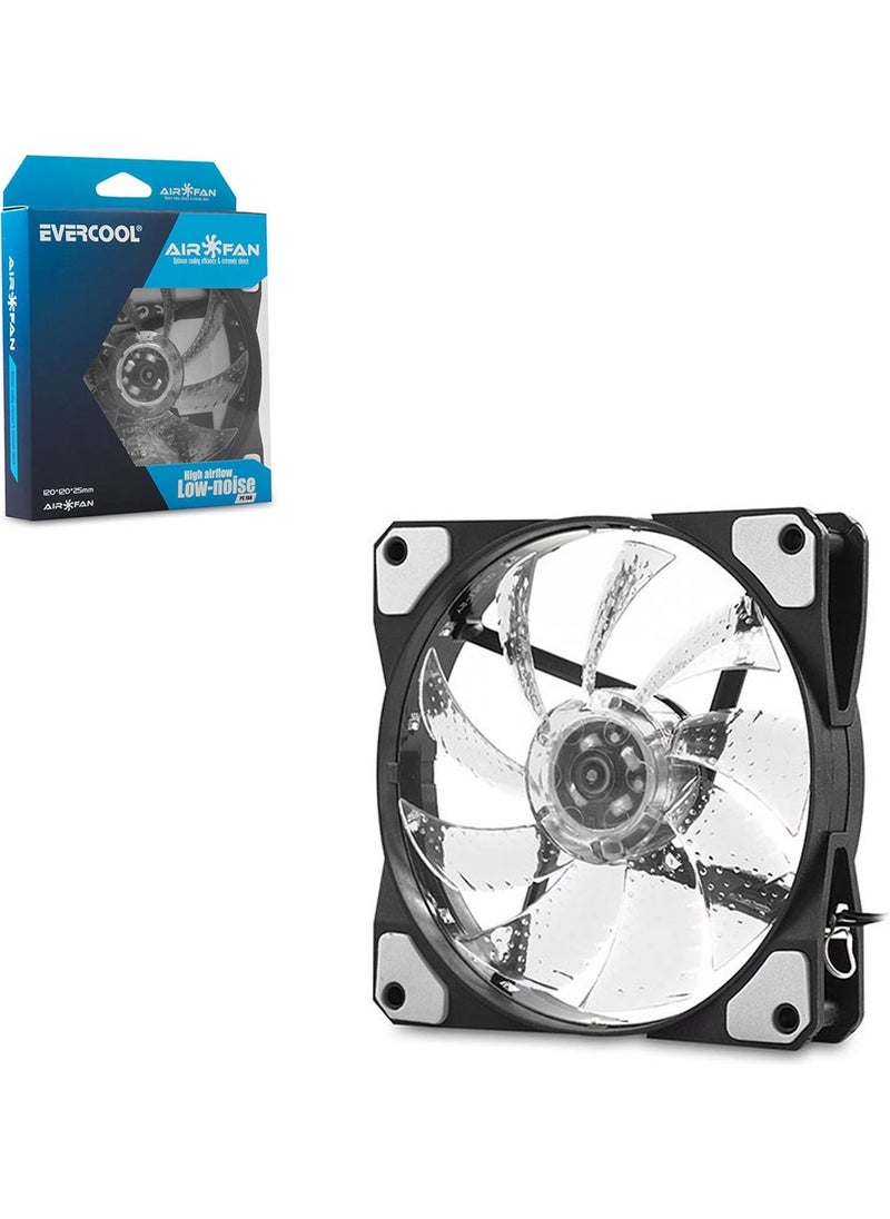 JAMESON Case Fan 12X12X2.5CM White Light Evercool CS1230W 