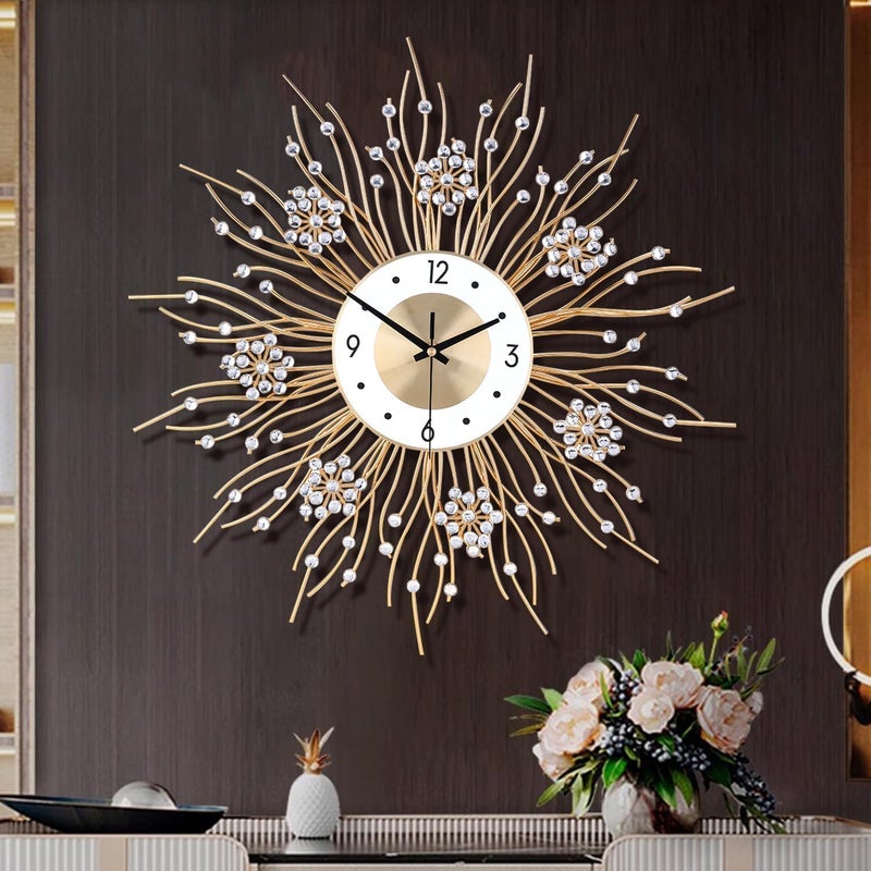 SIN&MI Large Wall Clocks, Silent Sunflower Shape Chic Decorative Wall Clock, Modern Non-Ticking Round Clock Dial Iron Metal Wall Clock for Living Room Decor Entrance Office Cafe 20 Inch - Image 1