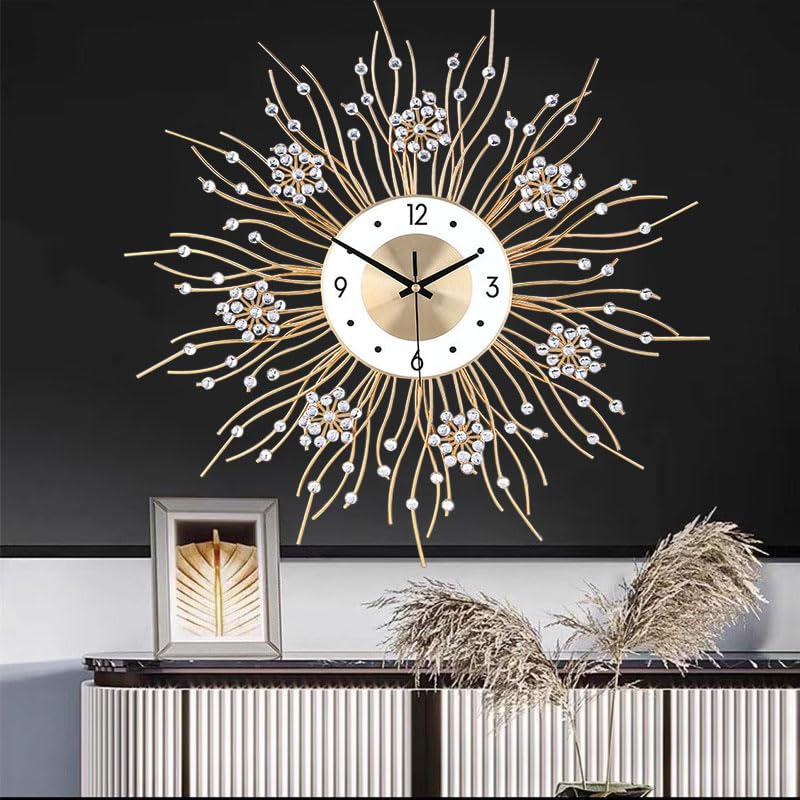 SIN&MI Large Wall Clocks, Silent Sunflower Shape Chic Decorative Wall Clock, Modern Non-Ticking Round Clock Dial Iron Metal Wall Clock for Living Room Decor Entrance Office Cafe 20 Inch - Image 5