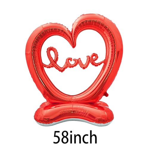 Soochat Giant Heart Balloon Valentines Day Heart Balloons Love Foil Balloon Anniversary Wedding Valentines Day Birthday Party Decoration Photo Props - Image 5