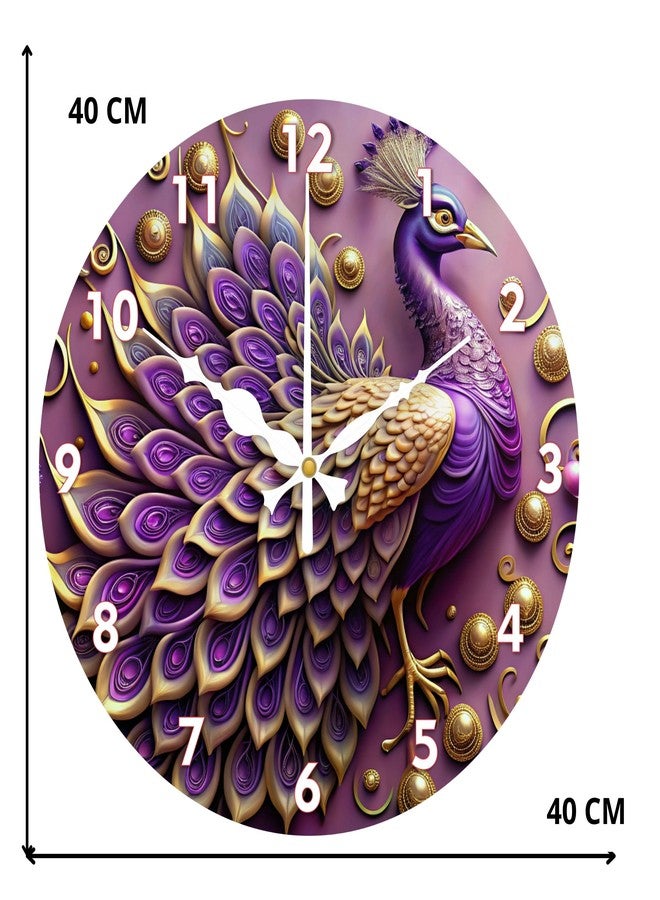 Ingo creation Peacock Design Glossy Finish Acrylic Wall Clock for Home Living Room Hall Office Stylish (Blue || 15X15 inch) Analog - Image 2