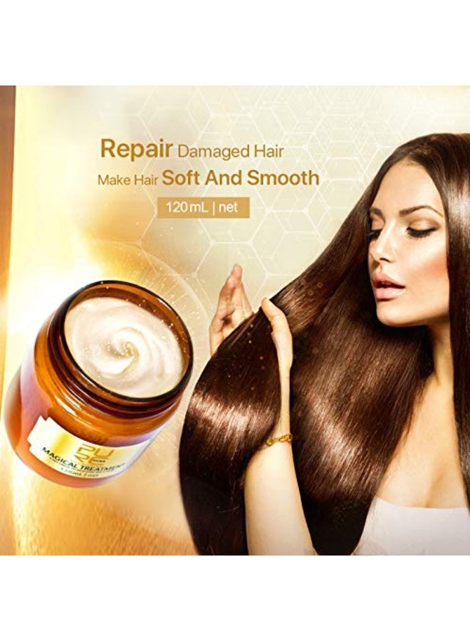 بورك قناع علاج الكيراتين السحري، بلسم متقدم للجذور الجزيئية للشعر الجاف والتالف، 5 ثوان لاستعادة الشعر الناعم (120 مل) - Image 2