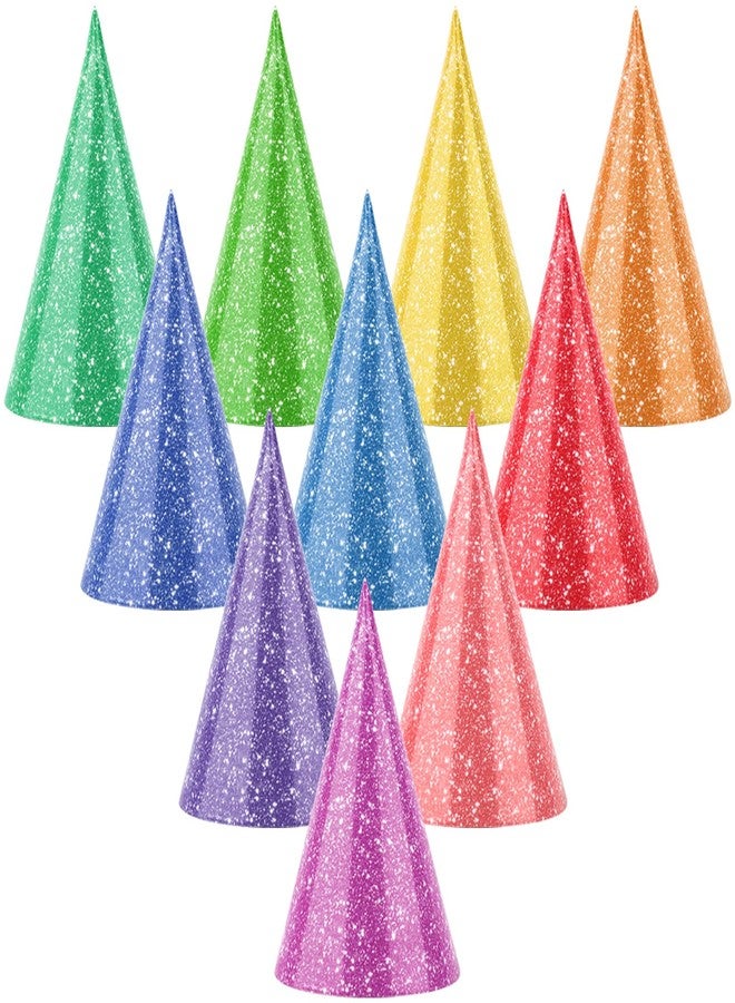 Atiloy 10 PCS Colorful Mini Party Hats for Stuffed Animals Lovely Glitter Paper Cone Tiny Birthday Hats for Baby, Pets, Dolls, Assorted - Image 1