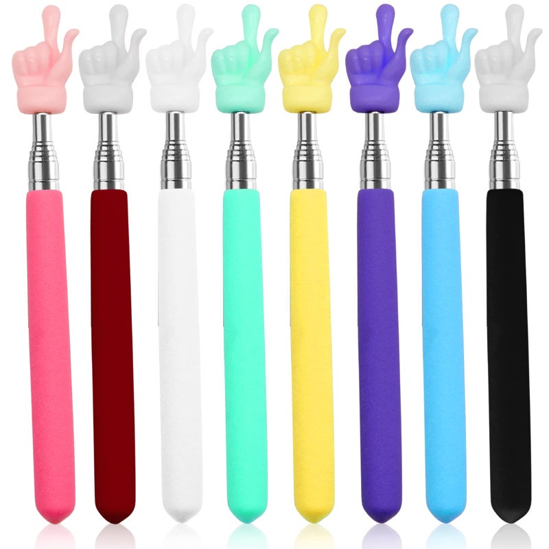 CANIPHA 8Pcs Telescopic Teachers Pointer, Extendable Hand Pointer Finger Pointer Stick, Mini Retractable Classroom Pointer for Elementary School Kindergarten Teacher, Classroom Supplies (Multicolor) - Image 1