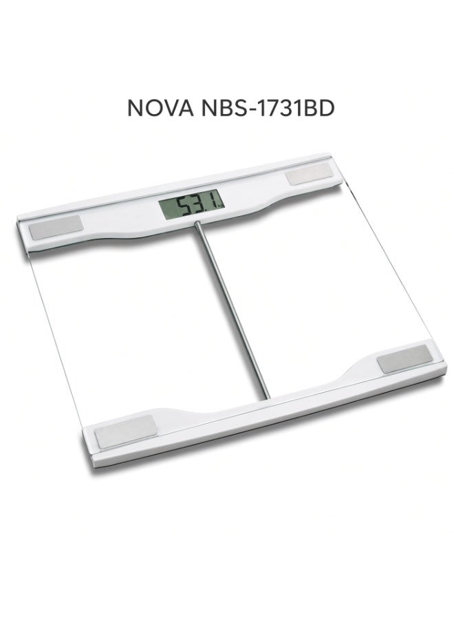 NOVA NBS-1731BD Digital Personal Weighing Scale, 150KG Capacity, 6mm Tempered Glass, Ultra Slim 2cm Design - Image 1