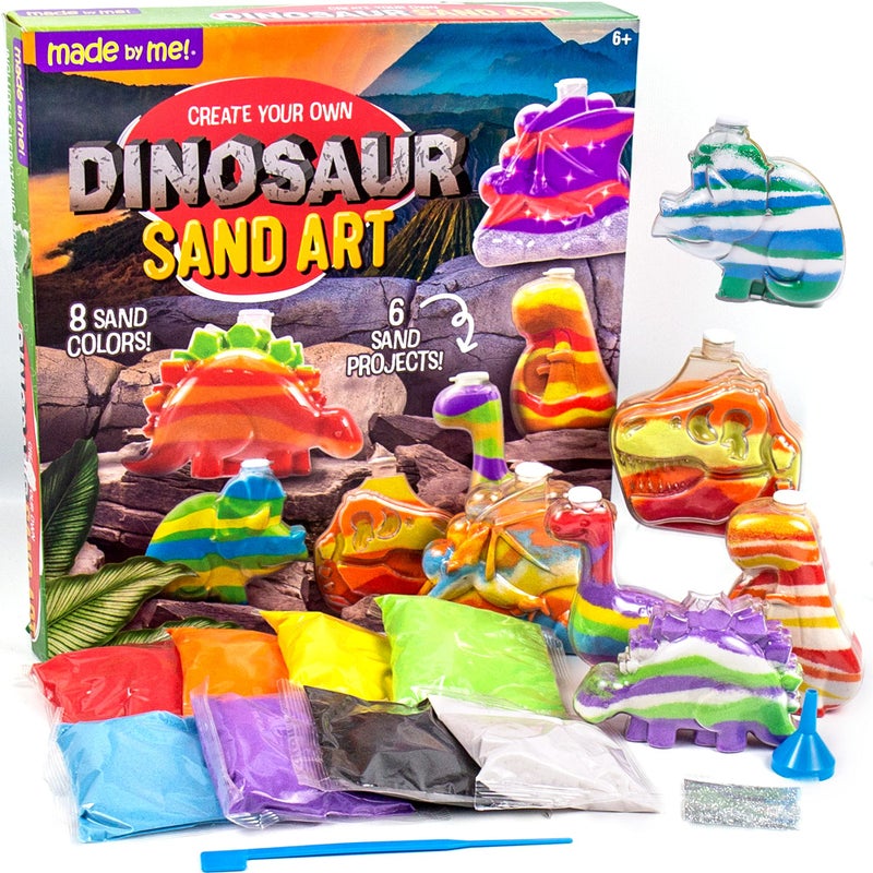 Made By Me Create Your Own Dinosaur Sand Art by Horizon Group USA Includes 6 DinoThemed Bottles with Caps 8 Sand Colors Glitter Funnel More Multi - Image 2