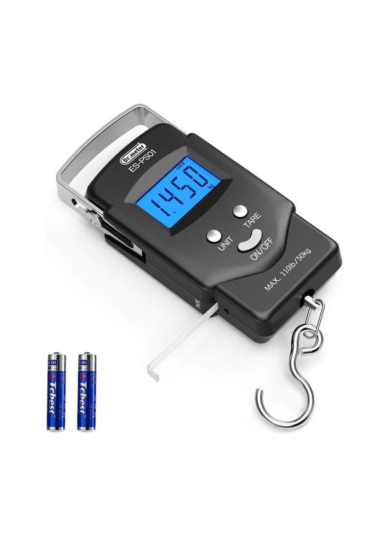 Dr.Meter Dr.meter Fish Scale - PS01 110lb/50kg Backlit LCD Display Digital Scale with Built-in Measuring Tape - Fishing Scale with 2 AAA Batteries, Pocket Size - Fishing Gifts for Men  - Image 1