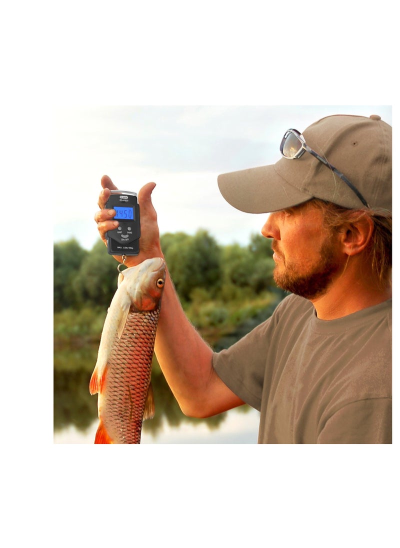 Dr.Meter - Dr.meter Fish Scale - PS01 110lb/50kg Backlit LCD Display Digital Scale with Built-in Measuring Tape - Fishing Scale with 2 AAA Batteries, Pocket Size - Fishing Gifts for Men - Image 1