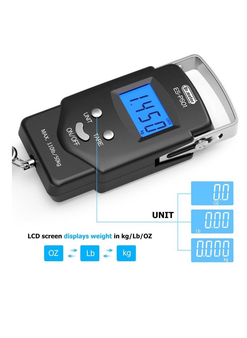 Dr.Meter Dr.meter Fish Scale - PS01 110lb/50kg Backlit LCD Display Digital Scale with Built-in Measuring Tape - Fishing Scale with 2 AAA Batteries, Pocket Size - Fishing Gifts for Men  - Image 4