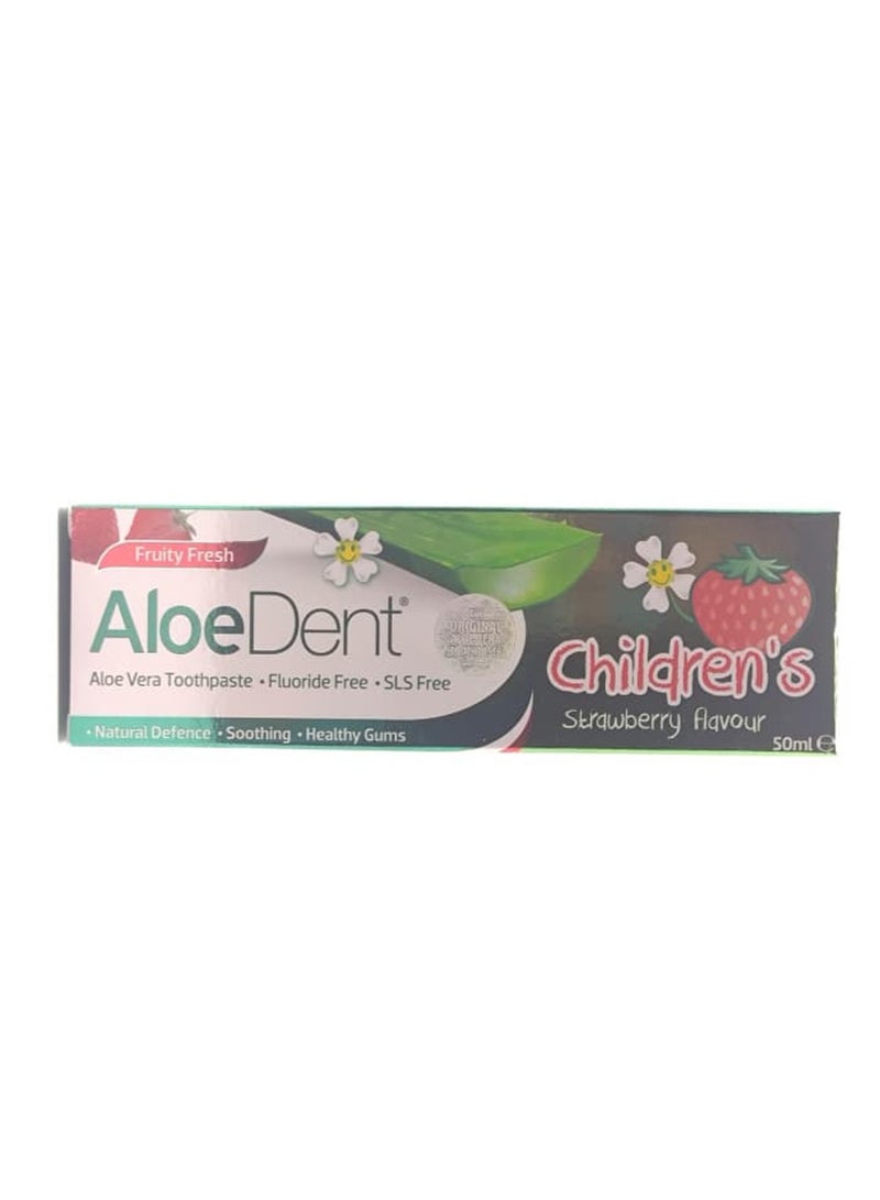 AloeDent Children's Strawberry Flavour Toothpaste Fluoride Free 50 ml