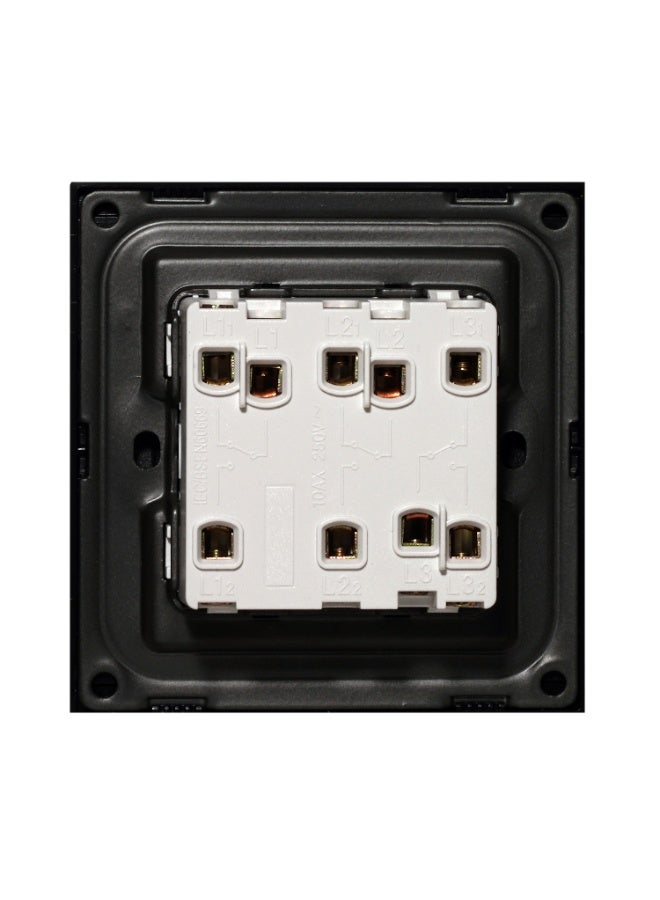 Donmarco 3 Gang 2 Way Switch – Ultra Thin Glass, Modern & Durable, Fire-Resistant Electric Switch, 15-Year Warranty, Wall Switch for Home and Office (Matt Black) - Image 3