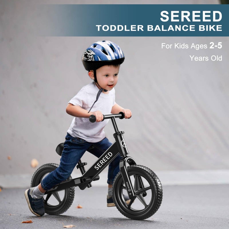 SEREED Toddler Balance Bike 2 Year Old, No Pedal Kids Toy Bike for 2-5 Years Old, Tool-Free Adjustment, Gift for 2-3 Girls, Customize Plate with 3pcs Stickers (Black) - Image 4