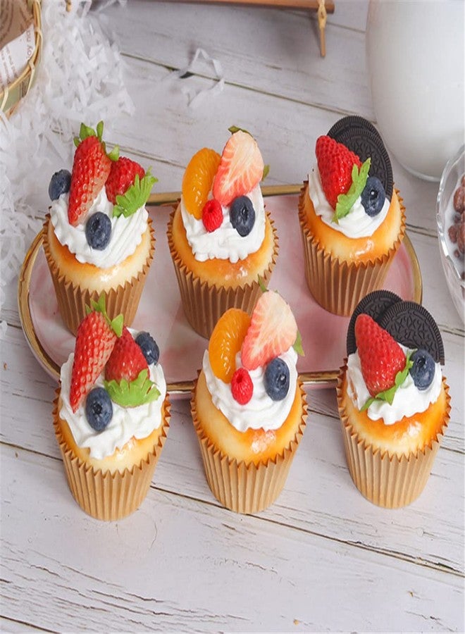 Skyseen 6PCS Artificial Cake Fake Simulation Realistic Cupcake Bread Dessert for Decoration Display Props - Image 1