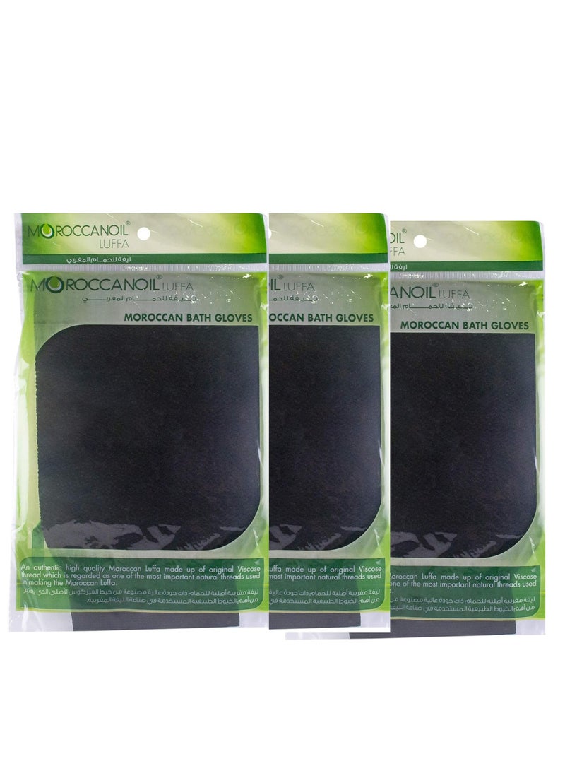 MOROCCANOIL Luffa Moroccan Bath Gloves Black 3pcs 
