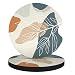 Aiawoxc Car Cup Holder Coasters 2 Pack Universal Auto Anti Slip Insert Coaster with A Finger Notch Cute Car Assecories for Women Men Cup Mat for Most Interior Abstract Boho Leaves - Image 2
