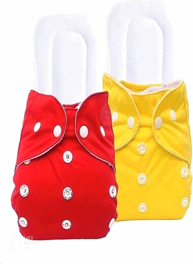 ASJAR Adjustable Reusable & Washable Cloth Diaper With Absorbent Insert Comfortable For Baby Boy & Girls(Pack Of 2 & 3) (Size : S,M,L) Multicolor (2, Assorted, M) - Image 1