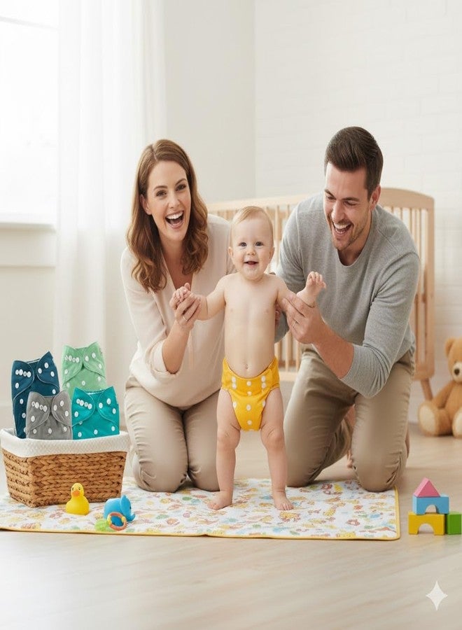 ASJAR Adjustable Reusable & Washable Cloth Diaper With Absorbent Insert Comfortable For Baby Boy & Girls(Pack Of 2 & 3) (Size : S,M,L) Multicolor (2, Assorted, M) - Image 3