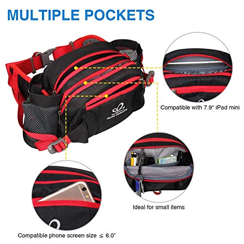 WATERFLY Fanny Pack Waist Bag: Fannie Pack 2 Water Bottle Holders Lumbar Belt Hiking Walking Running Jogging Camping Large Woman Man (Bottle Not Included) - Image 2
