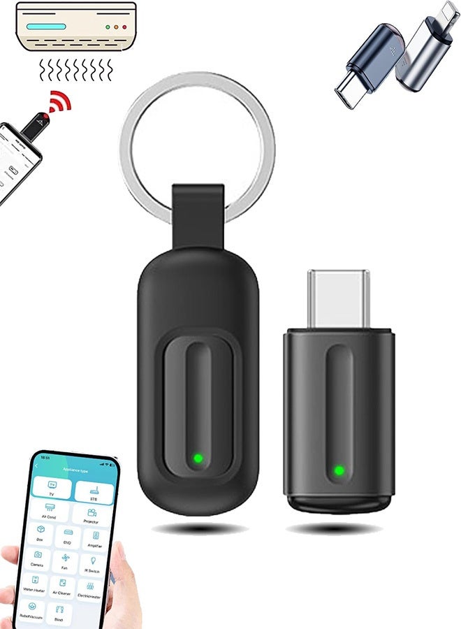 Quantum Universal Remote Control Adapter, Type C Universal Smart IR Controller, Android Mobile Phone Infrared Control for TV DVD Player Refrigerator Light (Black) - Image 1