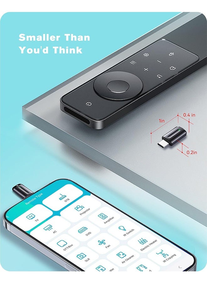 Quantum Universal Remote Control Adapter, Type C Universal Smart IR Controller, Android Mobile Phone Infrared Control for TV DVD Player Refrigerator Light (Black) - Image 2