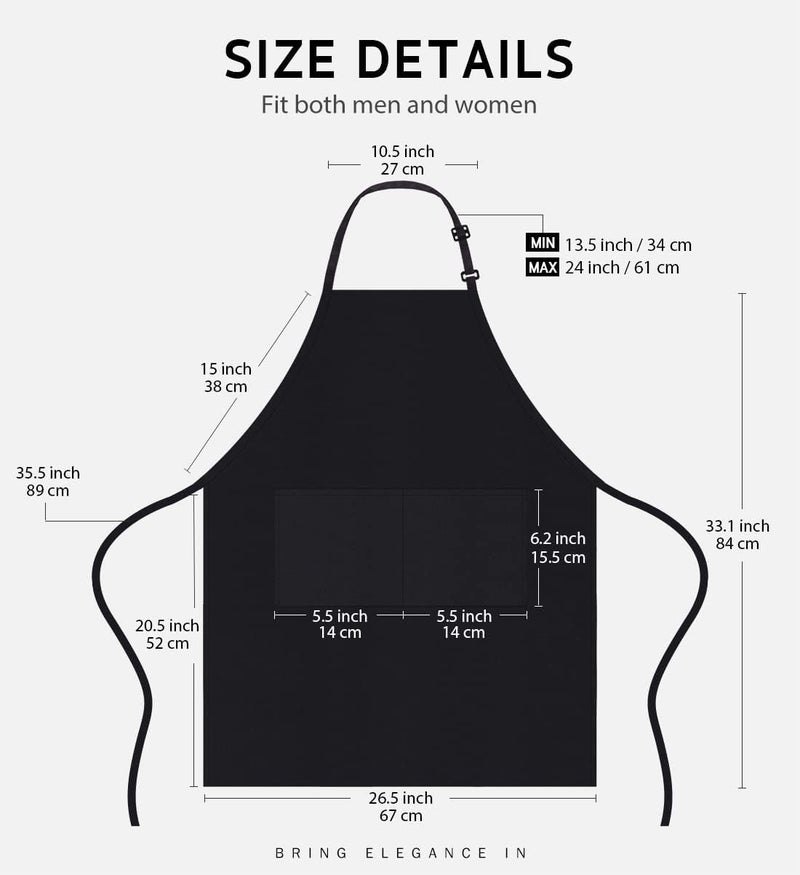 KBNBJ 12 Pack Bib Apron, Unisex Aprons Adjustable Waterdrop Resistant with 2 Pockets Cooking Kitchen Apron for Chef, BBQ Drawing Apron Bulk (BLACK) - Image 2