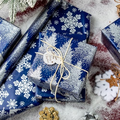 MAYPLUSS Pink Christmas Wrapping Paper, Snowflake Wrapping Paper, Metallic Foil Girly Pastel Snowflake, Plaid Design Christma Gift Wrap for Girl Women Winter Holiday (Mini Roll, 17 Inch X 16.5 Feet) - Image 5