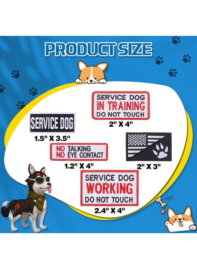 Canlierr 12 Pieces Service Dog Vest Patches with Adhesive Strap Removable Harnesses Tactical Hook and Loop Patch Set of American Flag Ask to Pet in Training - Image 2