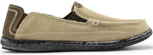 VILOCY Mens Slip on Deck Shoes Casual Canvas Loafers Summer Beach Boat Shoes Zero Drop Vintage Flat Tan US10.5 EU44 - Image 4