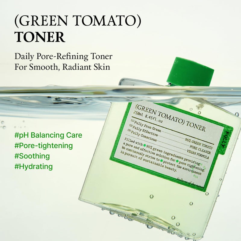 FULLY Green Tomato Toner, Pore Tightening with 95% Green Tomato Extract and VIT C, Skin Soothing and Hydrating, Fragrance Free, Vegan & Dermatologically Tested, 8.45 fl.oz - Image 2