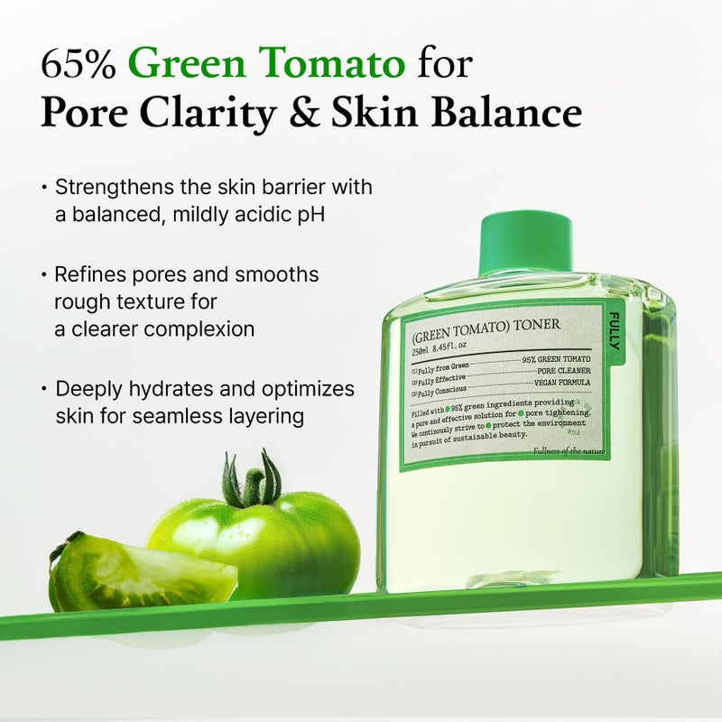 FULLY Green Tomato Toner, Pore Tightening with 95% Green Tomato Extract and VIT C, Skin Soothing and Hydrating, Fragrance Free, Vegan & Dermatologically Tested, 8.45 fl.oz - Image 3