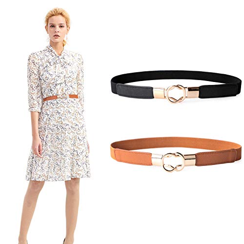 GUSTAVE® Unisex Polyester, Faux Leather, Cotton Waist Belt (Pack Of 2 Pcs) ( And Brown) - Image 1