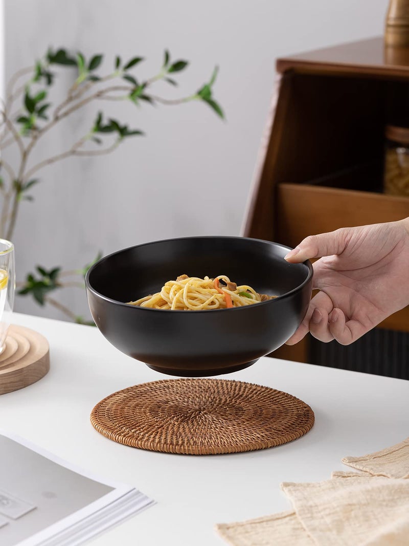 Kanwone Large Serving Bowls - 55 Ounce  Porcelain Salad Bowls  Pasta  Soup Bowls  Set of 2  Serving Dishes for Entertaining  Microwave and Dishwasher Safe  Matte Black - Image 4