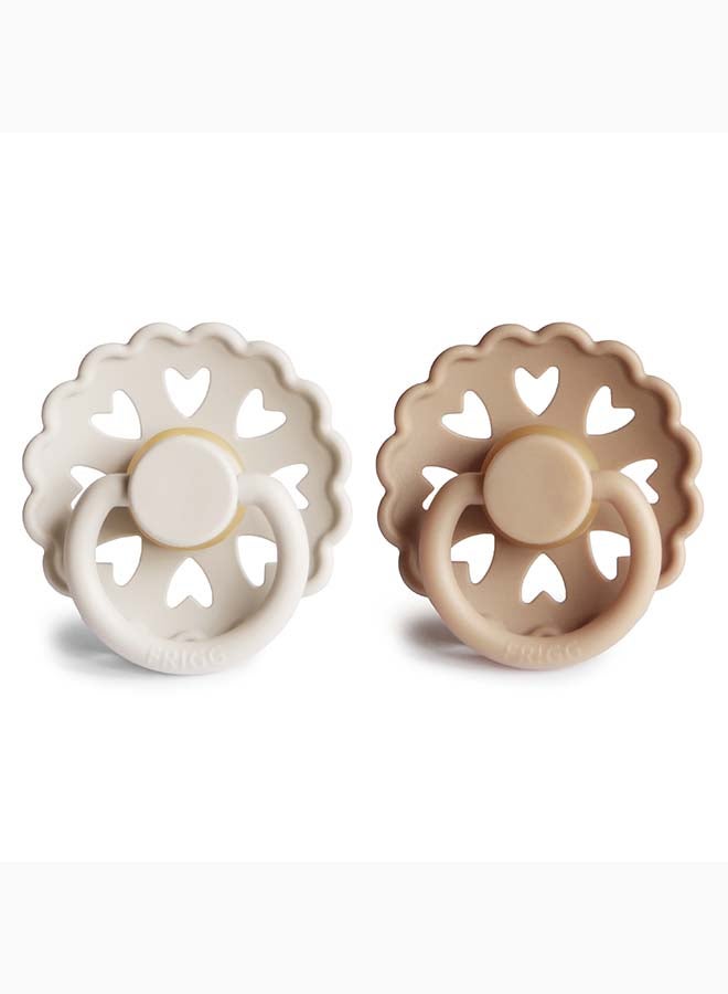 FRIGG لهاية FRIGG فانتازيا سيليكون للأطفال 6-18 شهر 2-pack كريمي/ساتان ناعم - الحجم 2 - Image 1