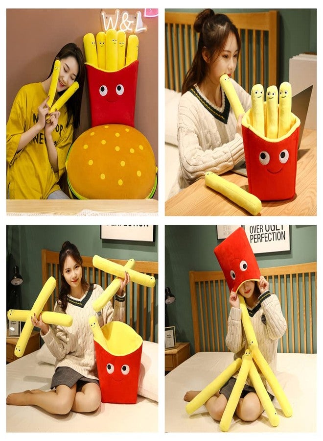 OPHRBU 15.7inch Hamburger Plush Pillow Funny Hamburger Bread Stuffed Pillow Soft Food Plushie Throw Pillow Stuffed Animal Toy for Kids Adults Gift Home Decor. (French Fries) - Image 5
