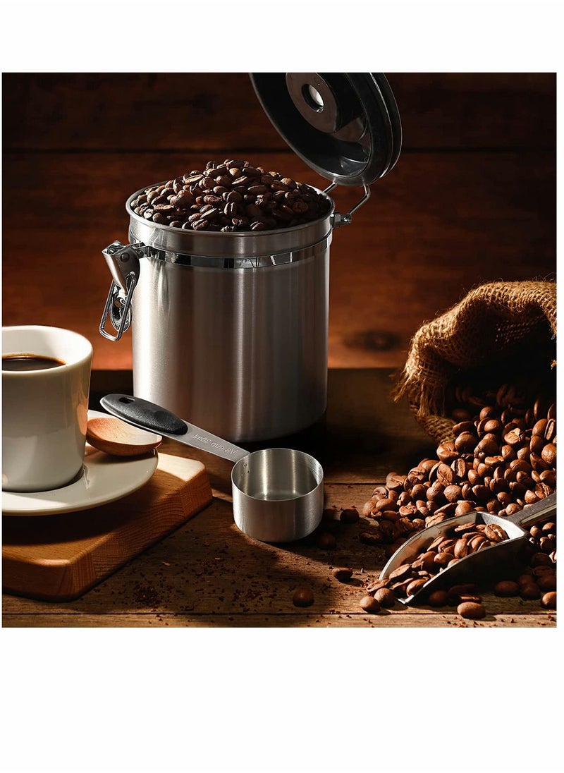 SYOSI - Airtight Coffee Canister Stainless Steel Container Food Storage with Date Tracker and Scoop for Beans Grounds Sugar Tea Flour Cereal 16OZ - Image 1