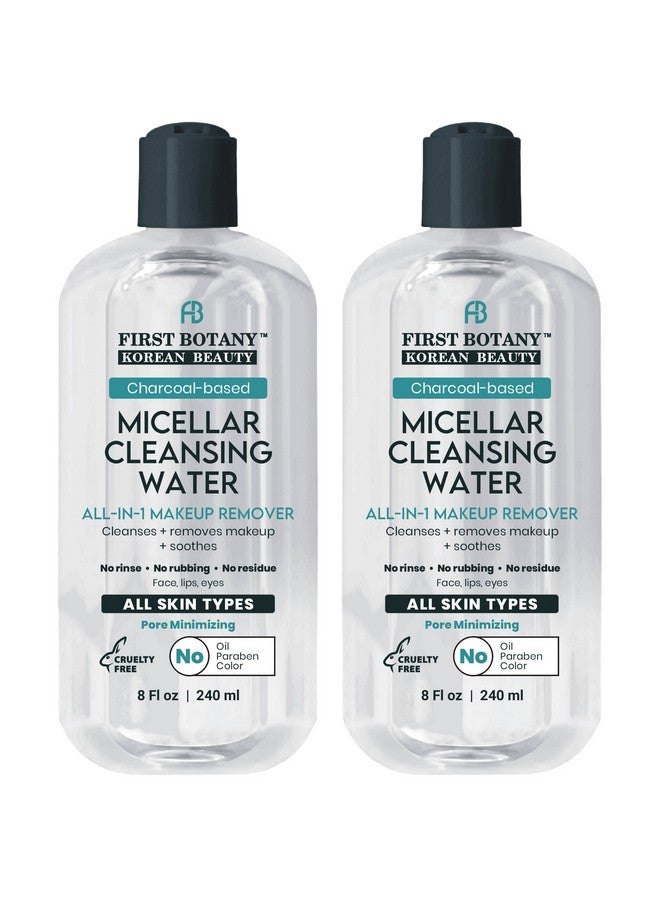 First Botany Korean Micellar Water Makeup Remover - Charcoal Hydrating Toner and Cleanser, Pore Cleansing,Oil-Free, Gentle for All Skin Types 8 oz, Pack of 2 - Image 1