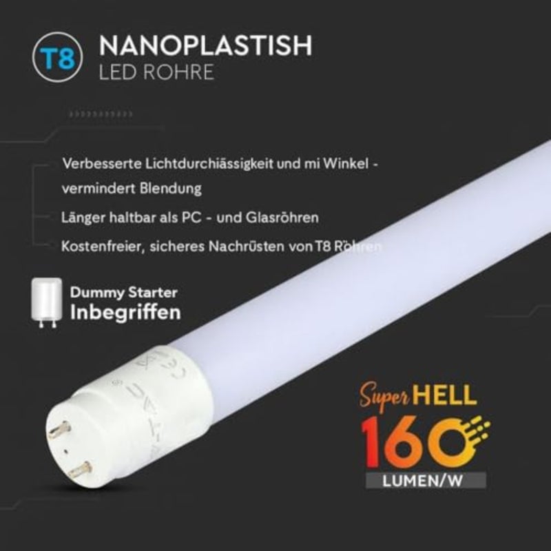 مجموعة أنابيب LED T8 120 سم 16.5 وات 1850 لومن ضوء أبيض 6500 ك عبوة من 10 - Image 5