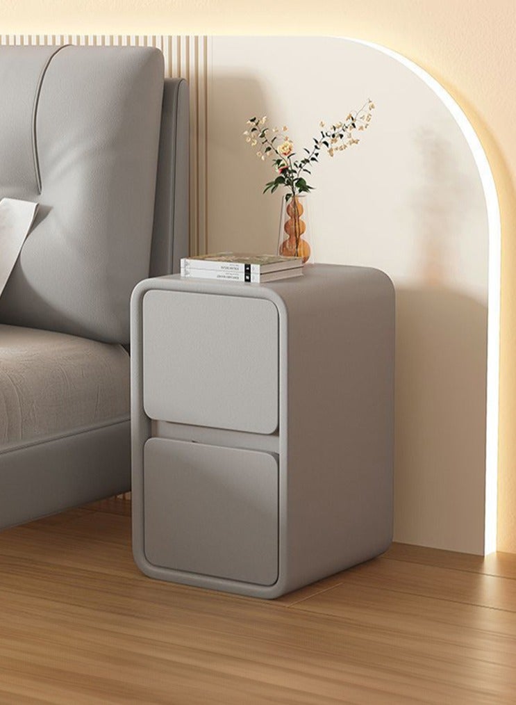 XiuWoo 2-Tier Modern Bedside Table, No installation Night Stand, Narrow Nightstand, End Side Table, Bedside Storage Cabinet, Fully Assembled Home Storage Cabinet with Leather Finishing, 2 Wood Drawers - Image 1