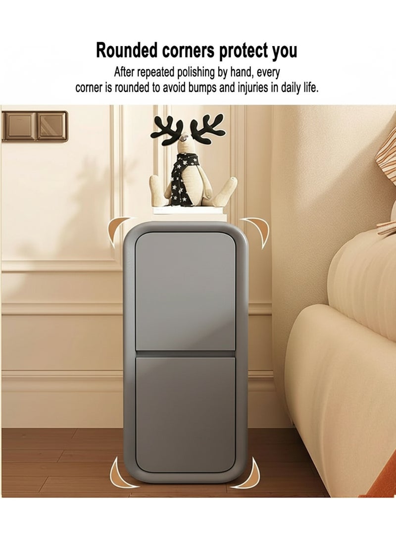 XiuWoo 2-Tier Modern Bedside Table, No installation Night Stand, Narrow Nightstand, End Side Table, Bedside Storage Cabinet, Fully Assembled Home Storage Cabinet with Leather Finishing, 2 Wood Drawers - Image 4