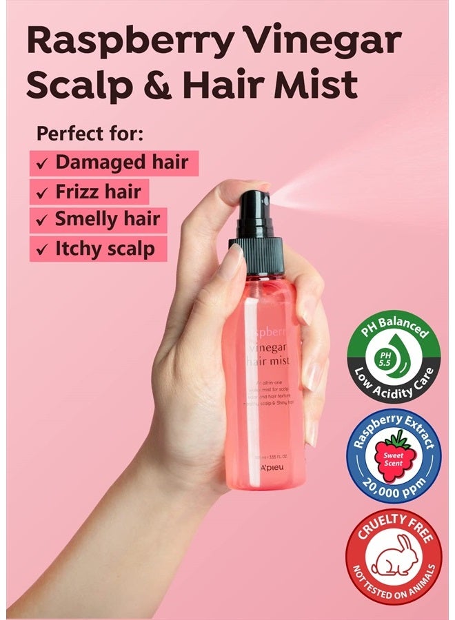 A'PIEU RASPBERRY VINEGAR HAIR MIST (3.55 fl oz) Scalp Hair Care Mist, Hair Perfume, Frizz-free, Refreshing Floral Scent All Day, Non-sticky - Image 2