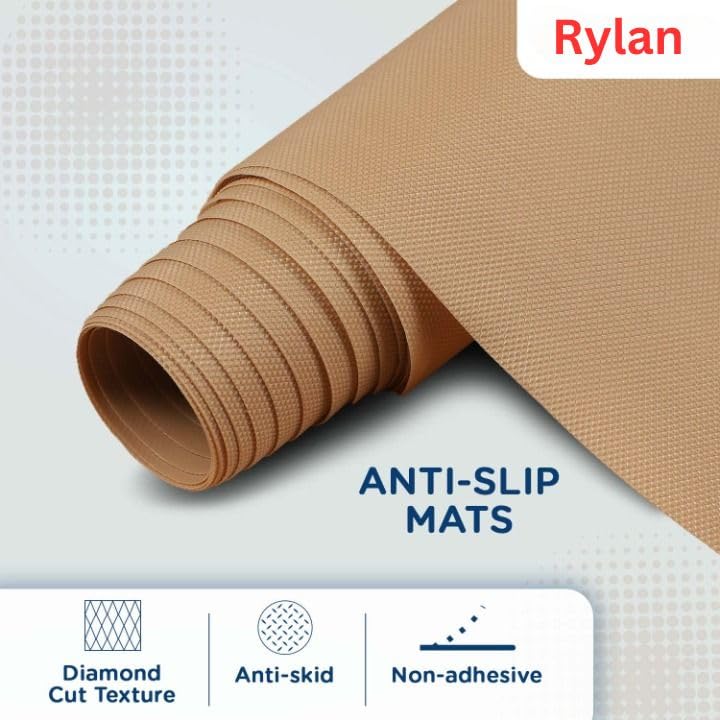 Rylan (45 cm x 5 m) Multipurpose Anti-Slip Mat, Sheet for Fridge, Kitchens, Cupboard, Drawers, Shelf Liner | Super Strong EVA, Water Resistant (Diamond Texture, Beige) - Image 2