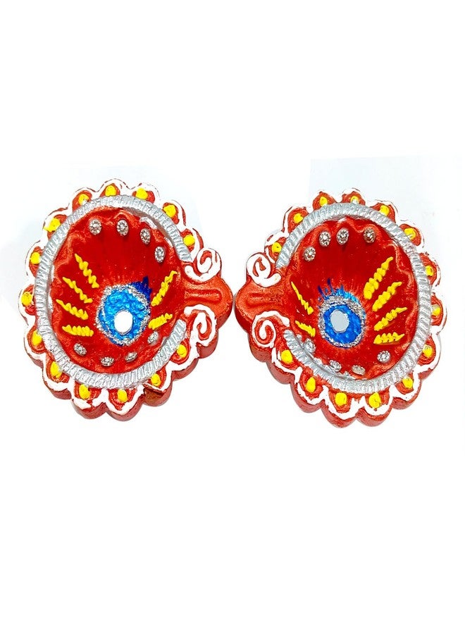 YADNESH مجموعة من 6 مصابيح طينية خاصة بعيد ديوالي، تُستخدم كديكور منزلي واحتفالات، منحوتة بشكل جميل من الطين لهذا العيد. تُعد المصابيح الطينية جزءًا أساسيًا من احتفالات ديوالي. (متعددة الألوان) - Image 5